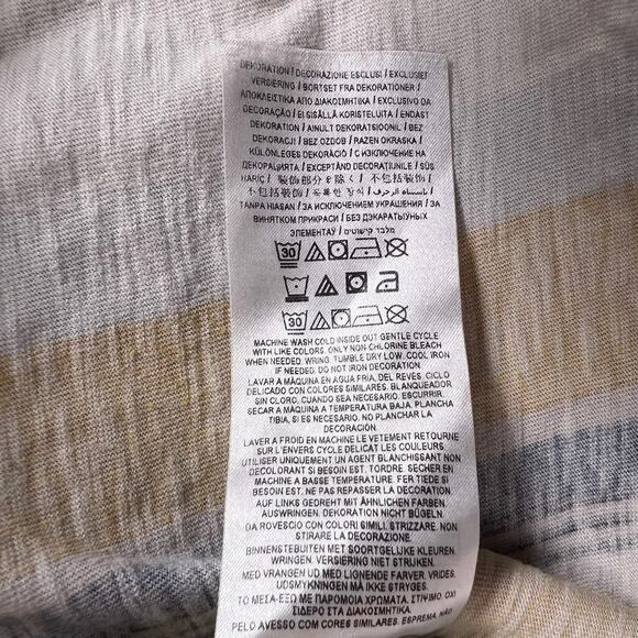 Vintage Guess Y2K Stripe Tee M | Yellow Embroidered Logo Spell-Out Cotton Crew - Picture 12 of 12